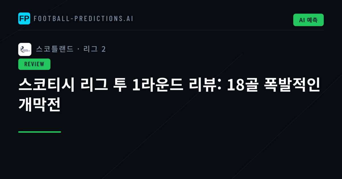 스코티시 리그 투 1라운드 리뷰: 18골 폭발적인 개막전