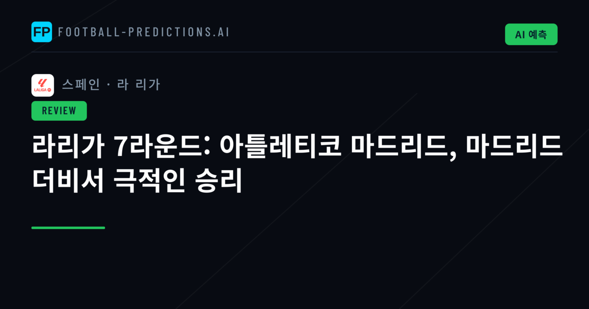 라리가 7라운드: 아틀레티코 마드리드, 마드리드 더비서 극적인 승리