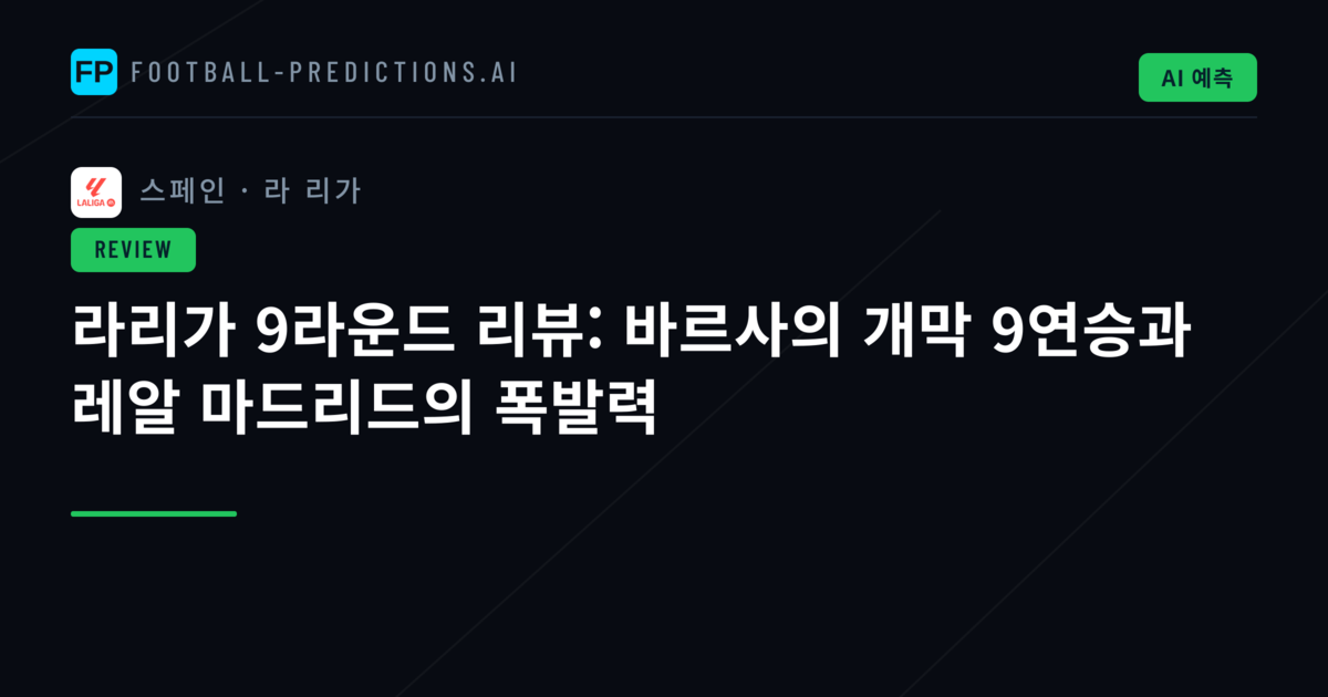 라리가 9라운드 리뷰: 바르사의 개막 9연승과 레알 마드리드의 폭발력