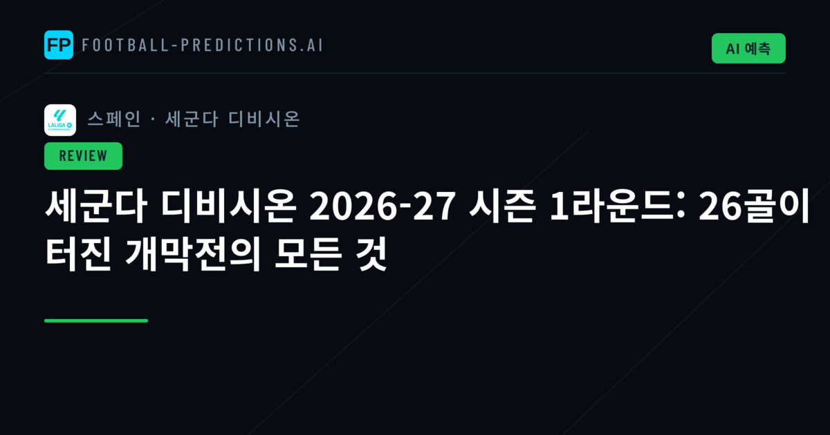 세군다 디비시온 2026-27 시즌 1라운드: 26골이 터진 개막전의 모든 것