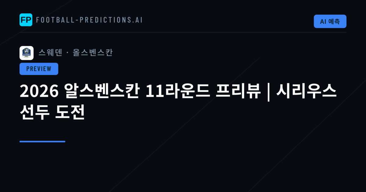 2026 알스벤스칸 11라운드 프리뷰 | 시리우스 선두 도전