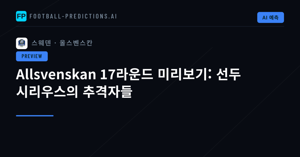Allsvenskan 17라운드 미리보기: 선두 시리우스의 추격자들