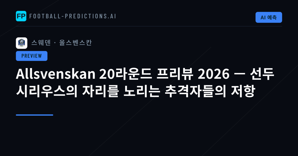 Allsvenskan 20라운드 프리뷰 2026 — 선두 시리우스의 자리를 노리는 추격자들의 저항