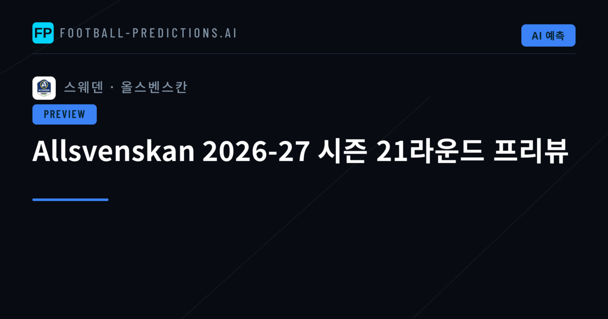 Allsvenskan 2026-27 시즌 21라운드 프리뷰