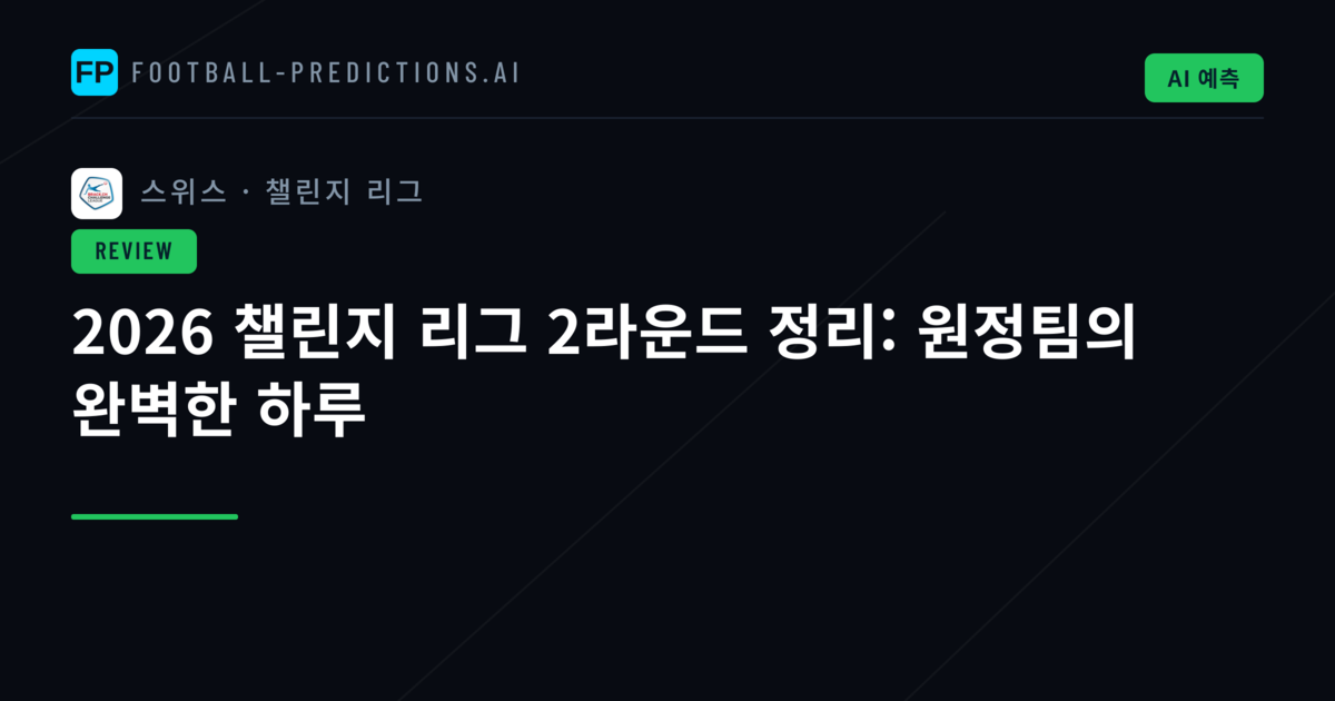2026 챌린지 리그 2라운드 정리: 원정팀의 완벽한 하루