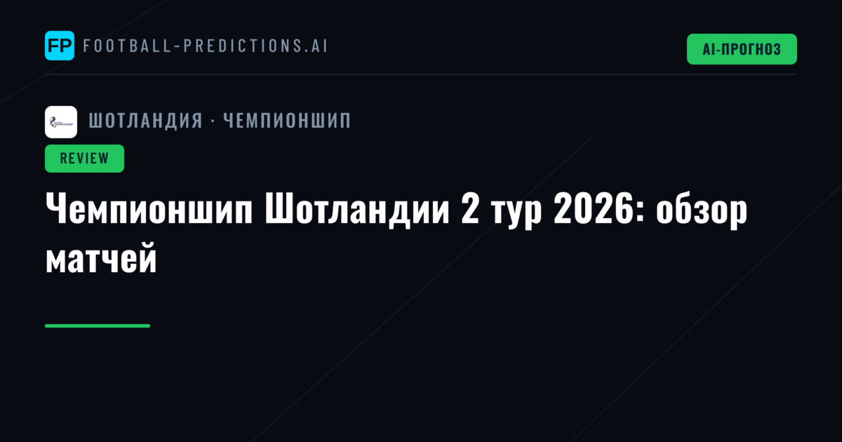 Чемпионшип Шотландии 2 тур 2026: обзор матчей