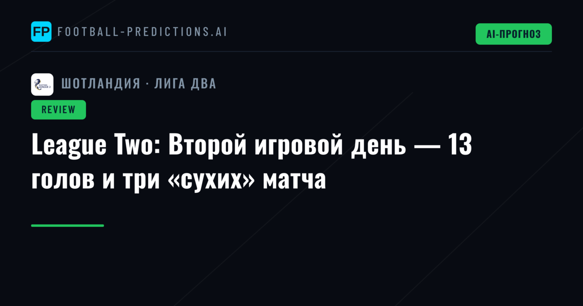 League Two: Второй игровой день — 13 голов и три «сухих» матча