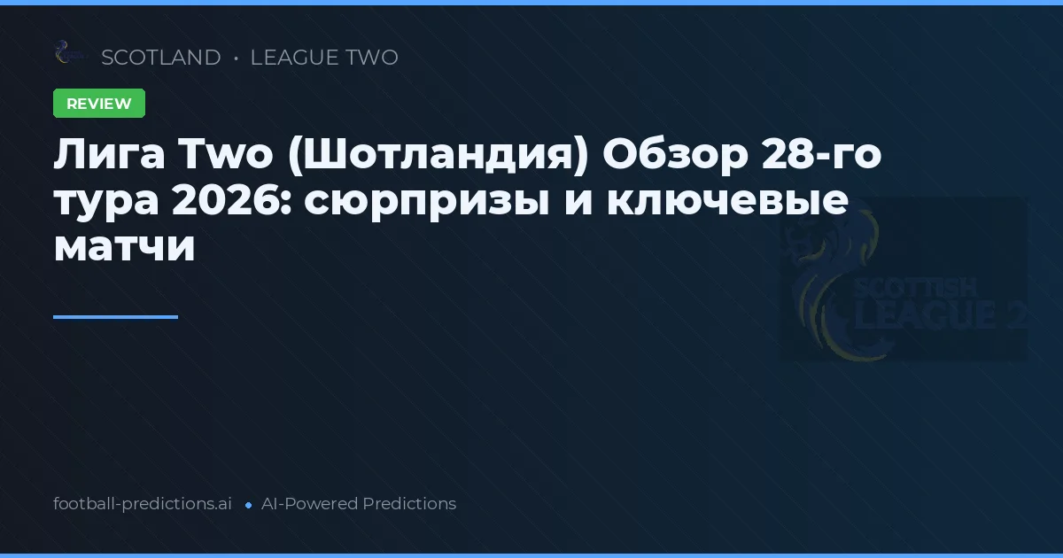 Лига Two (Шотландия) Обзор 28-го тура 2026: сюрпризы и ключевые матчи