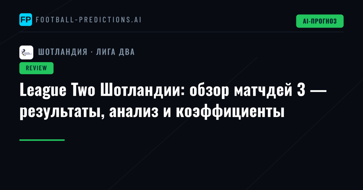 League Two Шотландии: обзор матчдей 3 — результаты, анализ и коэффициенты