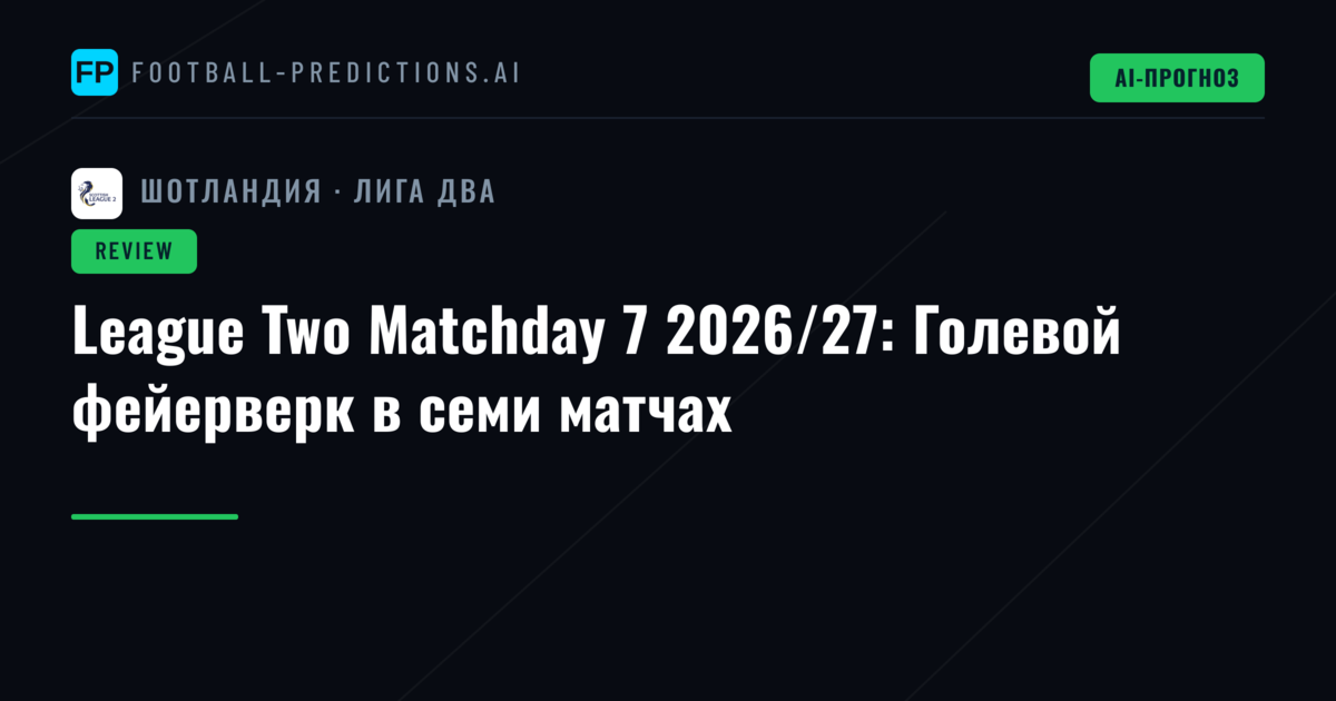 League Two Matchday 7 2026/27: Голевой фейерверк в семи матчах