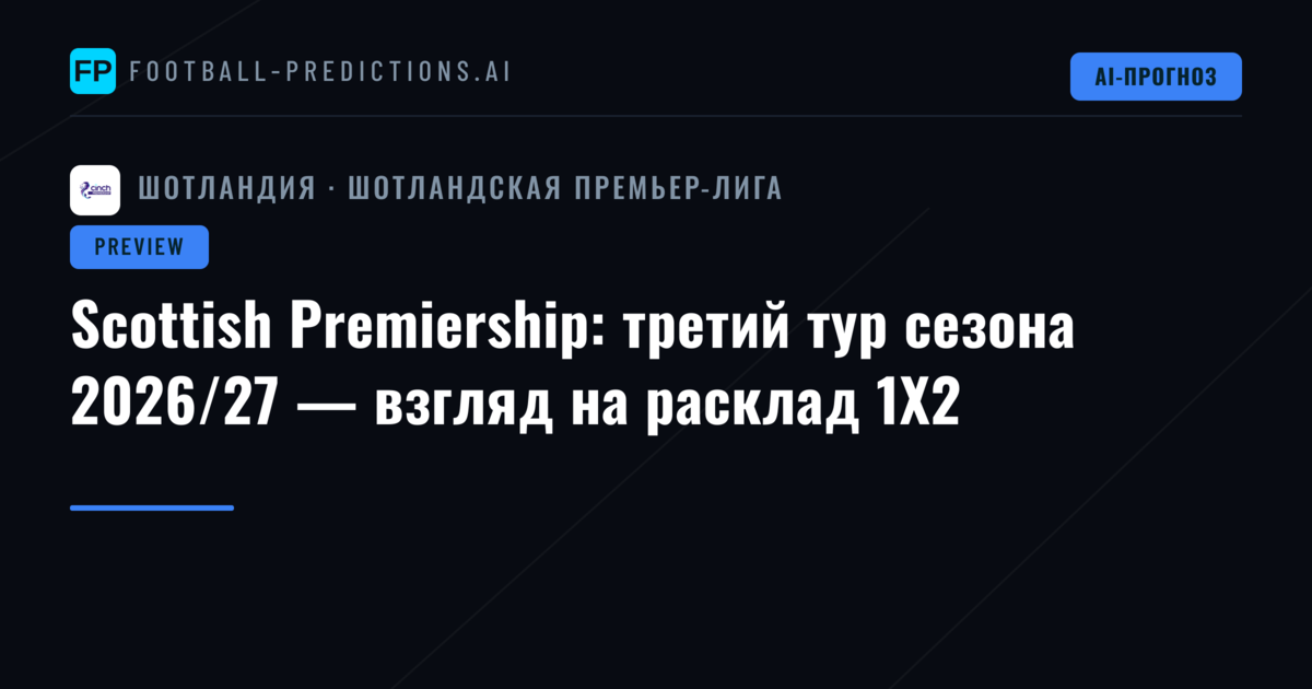 Scottish Premiership: третий тур сезона 2026/27 — взгляд на расклад 1X2