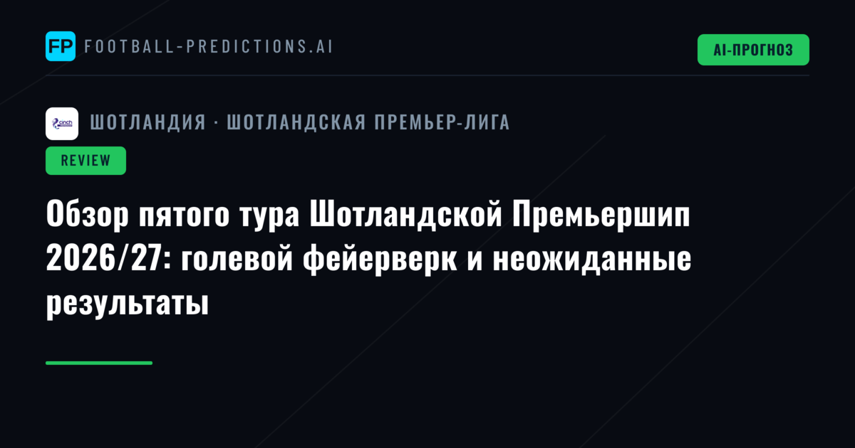 Обзор пятого тура Шотландской Премьершип 2026/27: голевой фейерверк и неожиданные результаты