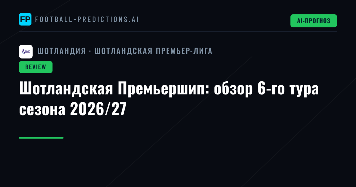 Шотландская Премьершип: обзор 6-го тура сезона 2026/27