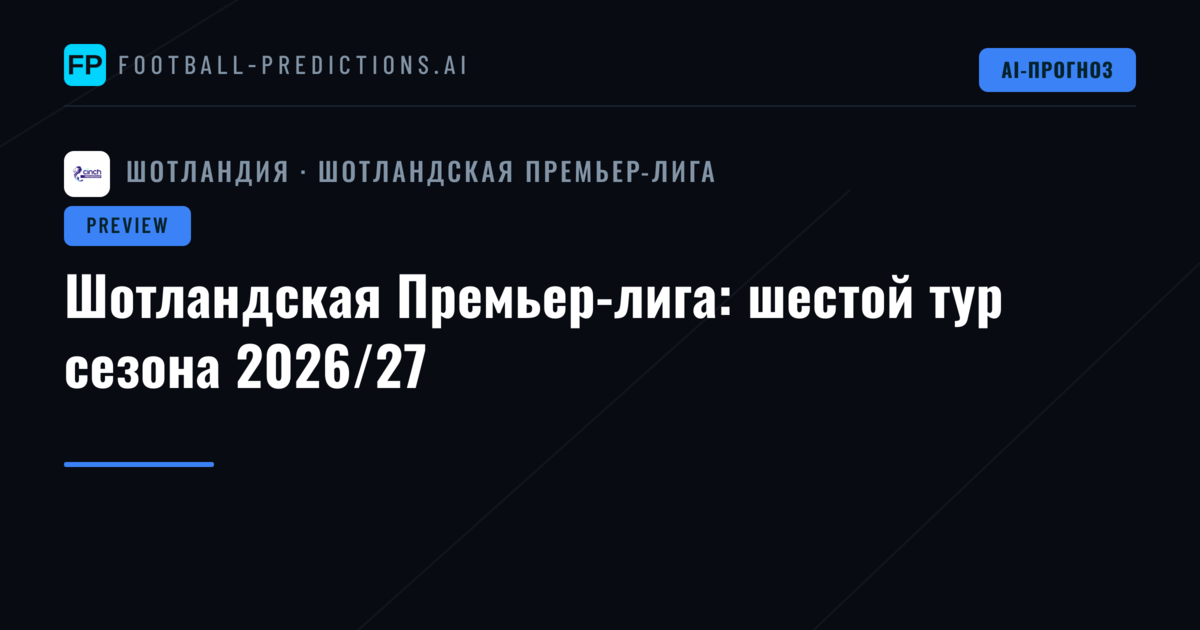 Шотландская Премьер-лига: шестой тур сезона 2026/27