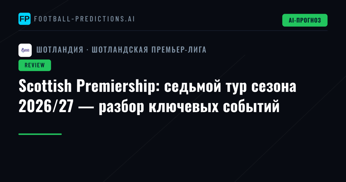 Scottish Premiership: седьмой тур сезона 2026/27 — разбор ключевых событий