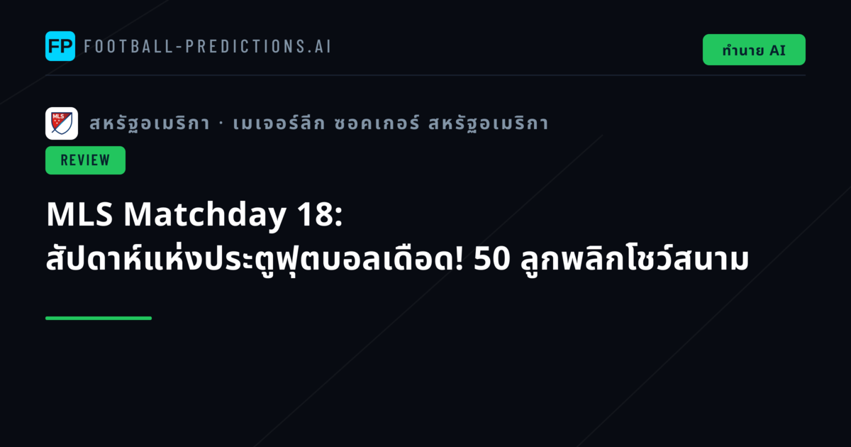 MLS Matchday 18: สัปดาห์แห่งประตูฟุตบอลเดือด! 50 ลูกพลิกโชว์สนาม