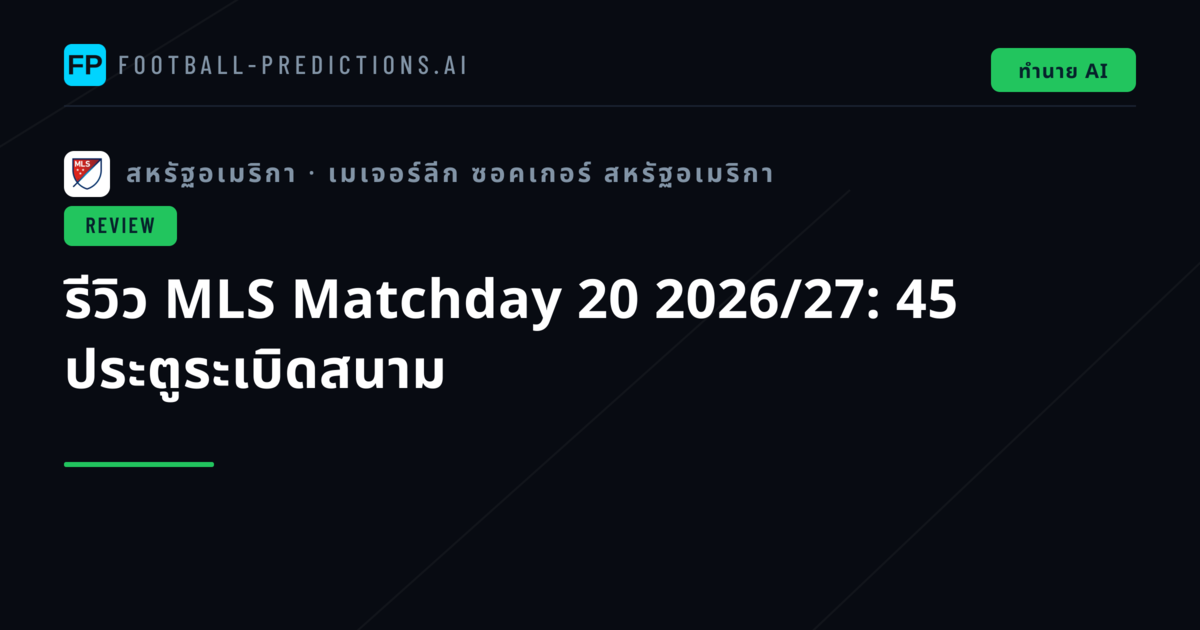 รีวิว MLS Matchday 20 2026/27: 45 ประตูระเบิดสนาม