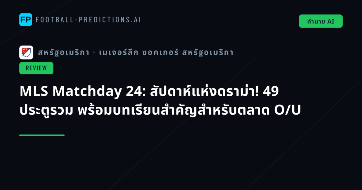 MLS Matchday 24: สัปดาห์แห่งดราม่า! 49 ประตูรวม พร้อมบทเรียนสำคัญสำหรับตลาด O/U