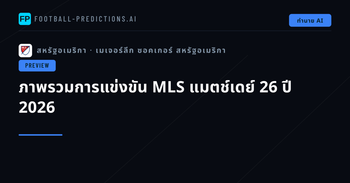 ภาพรวมการแข่งขัน MLS แมตช์เดย์ 26 ปี 2026