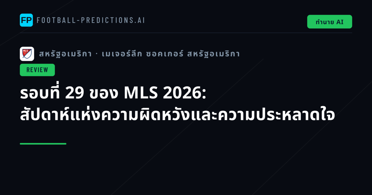 รอบที่ 29 ของ MLS 2026: สัปดาห์แห่งความผิดหวังและความประหลาดใจ