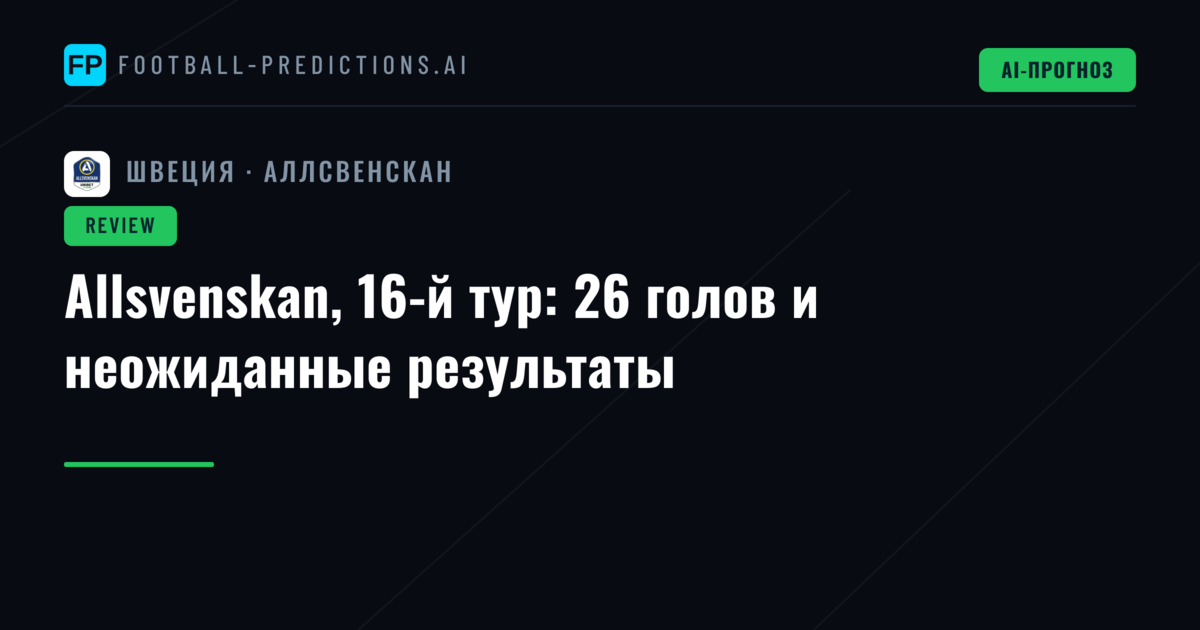 Allsvenskan, 16-й тур: 26 голов и неожиданные результаты