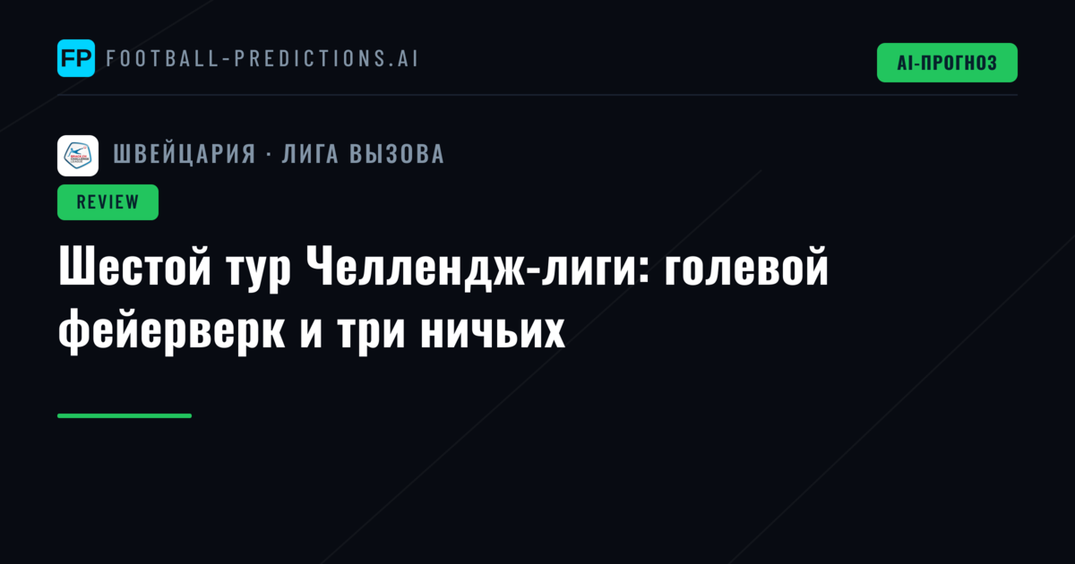 Шестой тур Челлендж-лиги: голевой фейерверк и три ничьих