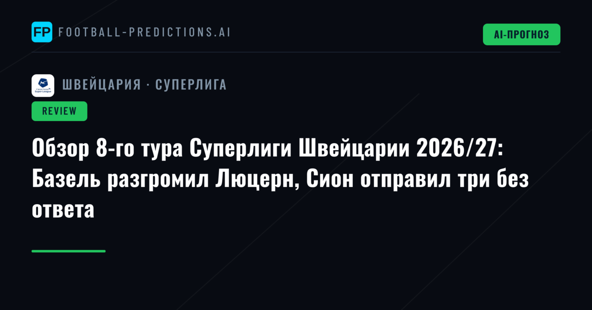 Обзор 8-го тура Суперлиги Швейцарии 2026/27: Базель разгромил Люцерн, Сион отправил три без ответа