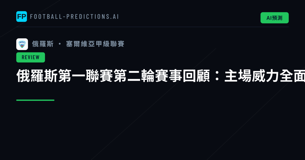 俄羅斯第一聯賽第二輪賽事回顧:主場威力全面展現