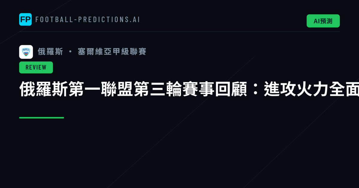 俄羅斯第一聯盟第三輪賽事回顧：進攻火力全面綻放