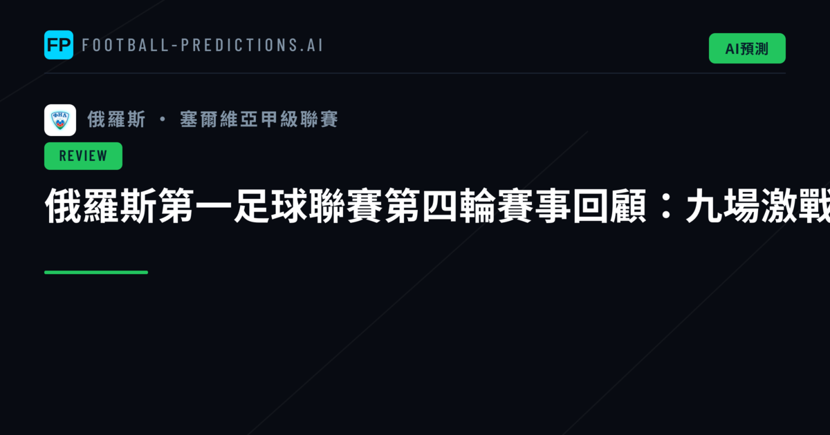 俄羅斯第一足球聯賽第四輪賽事回顧：九場激戰寫下二十二球總進球