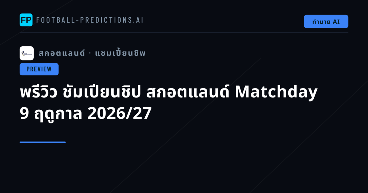 พรีวิว ชัมเปียนชิป สกอตแลนด์ Matchday 9 ฤดูกาล 2026/27