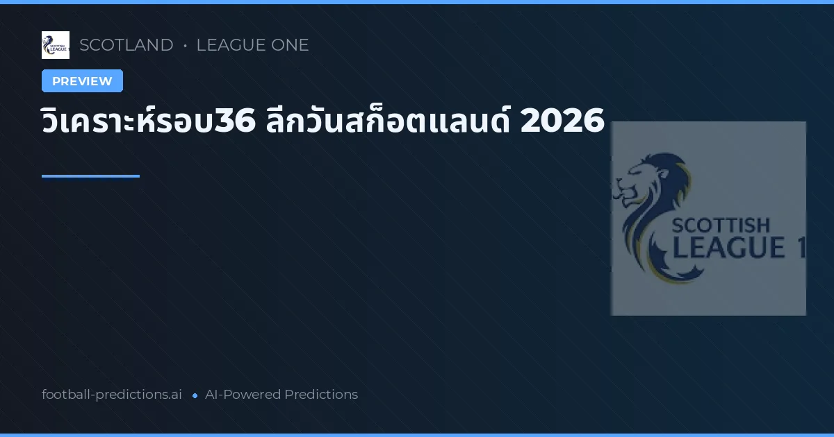 วิเคราะห์รอบ36 ลีกวันสก็อตแลนด์ 2026