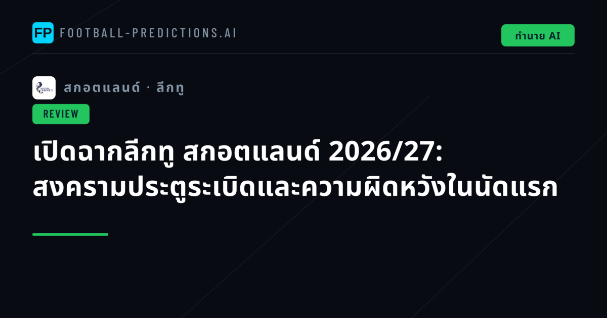เปิดฉากลีกทู สกอตแลนด์ 2026/27: สงครามประตูระเบิดและความผิดหวังในนัดแรก