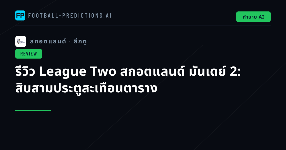 รีวิว League Two สกอตแลนด์ มันเดย์ 2: สิบสามประตูสะเทือนตาราง