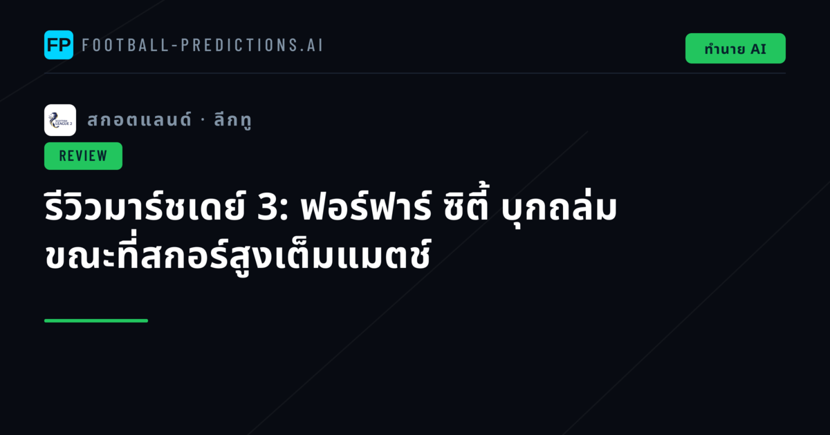 รีวิวมาร์ชเดย์ 3: ฟอร์ฟาร์ ซิตี้ บุกถล่ม ขณะที่สกอร์สูงเต็มแมตช์
