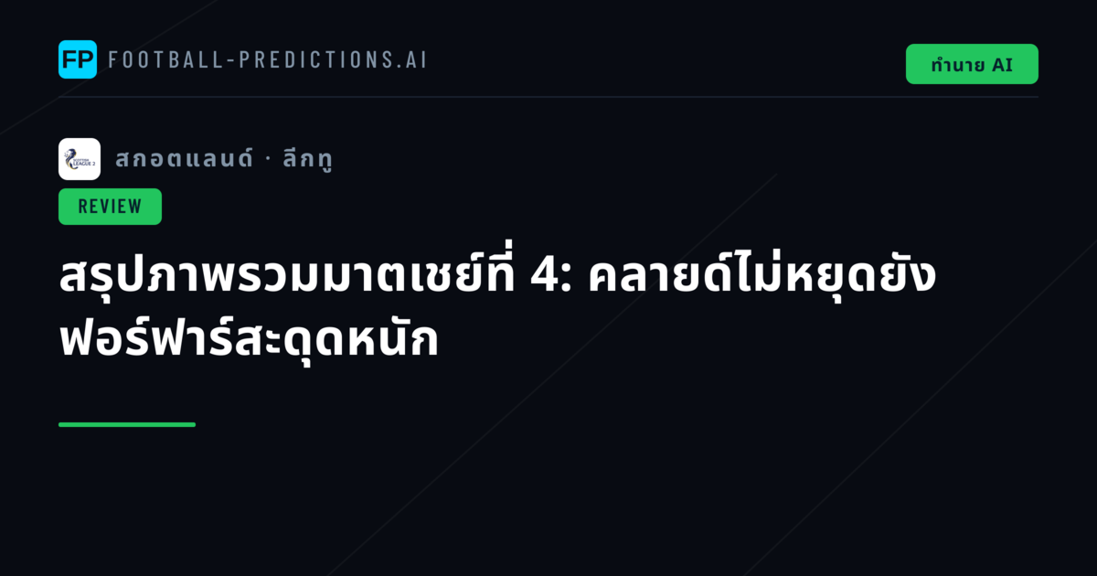 สรุปภาพรวมมาตเชย์ที่ 4: คลายด์ไม่หยุดยัง ฟอร์ฟาร์สะดุดหนัก
