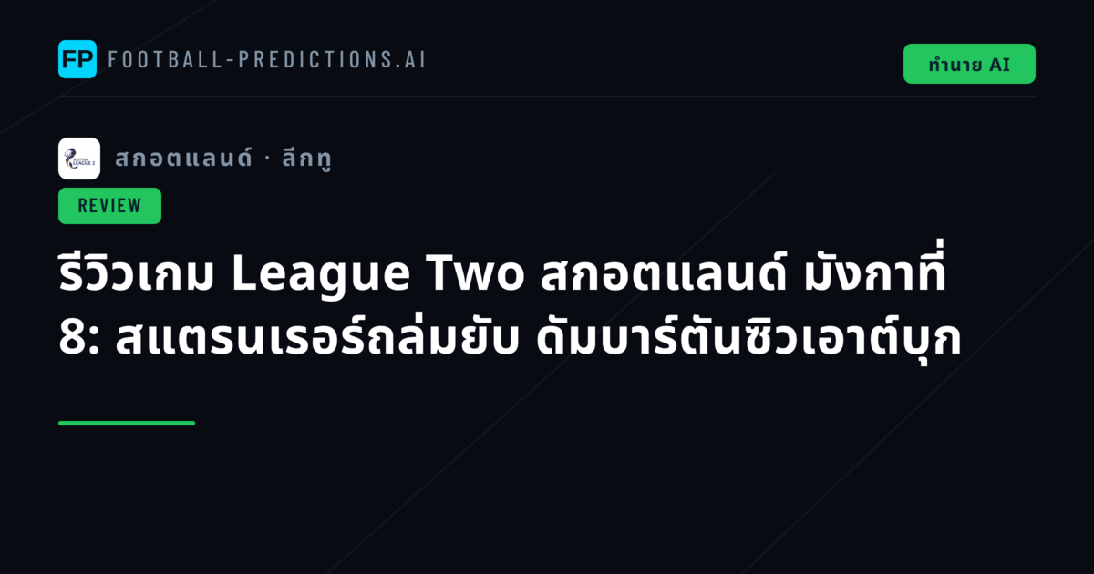 รีวิวเกม League Two สกอตแลนด์ มังกาที่ 8: สแตรนเรอร์ถล่มยับ ดัมบาร์ตันซิวเอาต์บุก