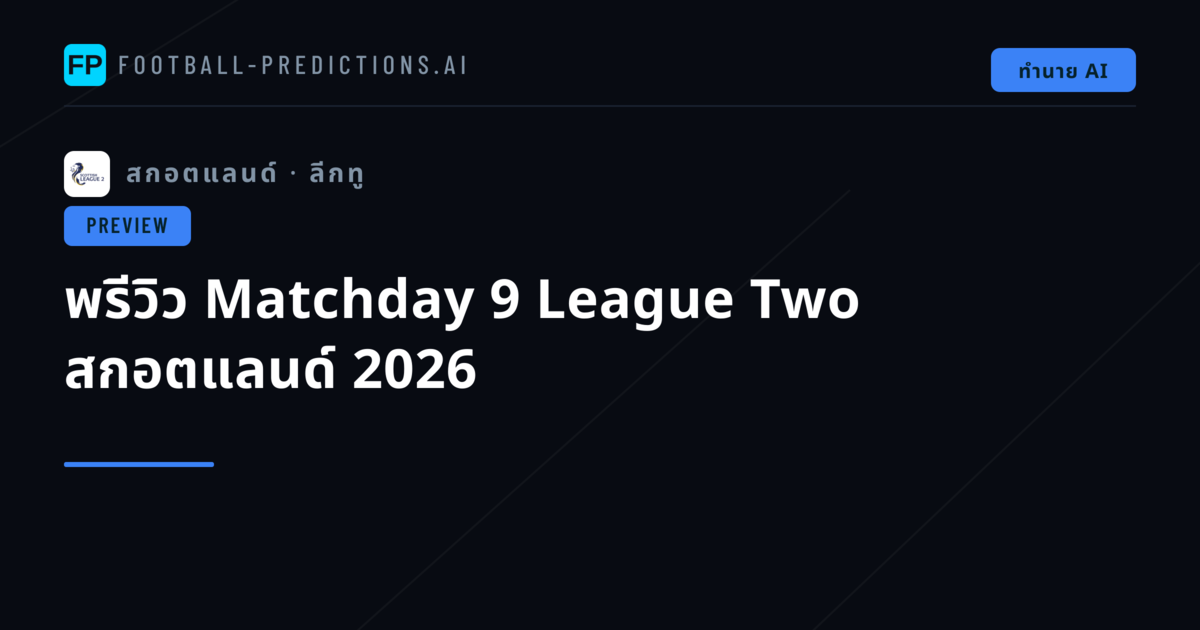 พรีวิว Matchday 9 League Two สกอตแลนด์ 2026