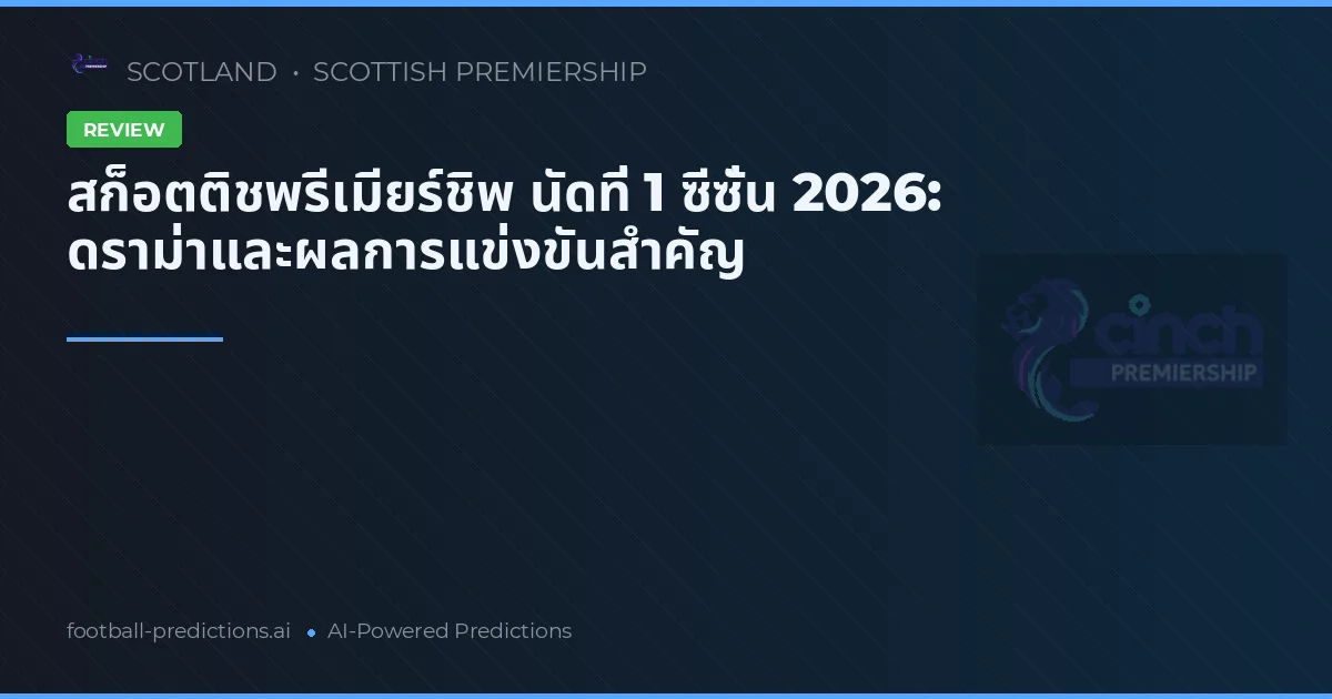 สก็อตติชพรีเมียร์ชิพ นัดที่ 1 ซีซั่น 2026: ดราม่าและผลการแข่งขันสำคัญ