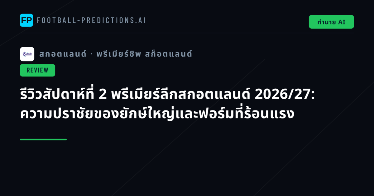 รีวิวสัปดาห์ที่ 2 พรีเมียร์ลีกสกอตแลนด์ 2026/27: ความปราชัยของยักษ์ใหญ่และฟอร์มที่ร้อนแรง