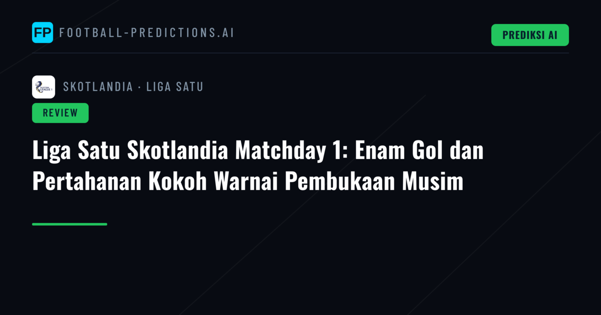 Liga Satu Skotlandia Matchday 1: Enam Gol dan Pertahanan Kokoh Warnai Pembukaan Musim