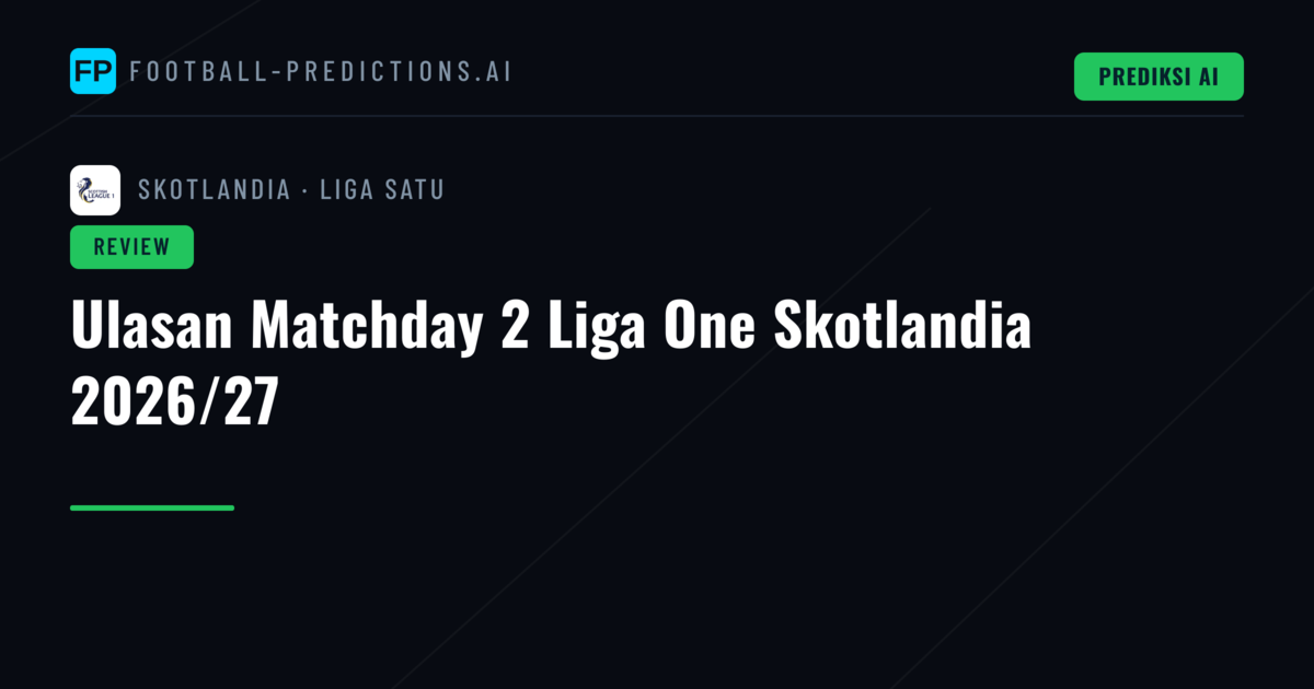 Ulasan Matchday 2 Liga One Skotlandia 2026/27