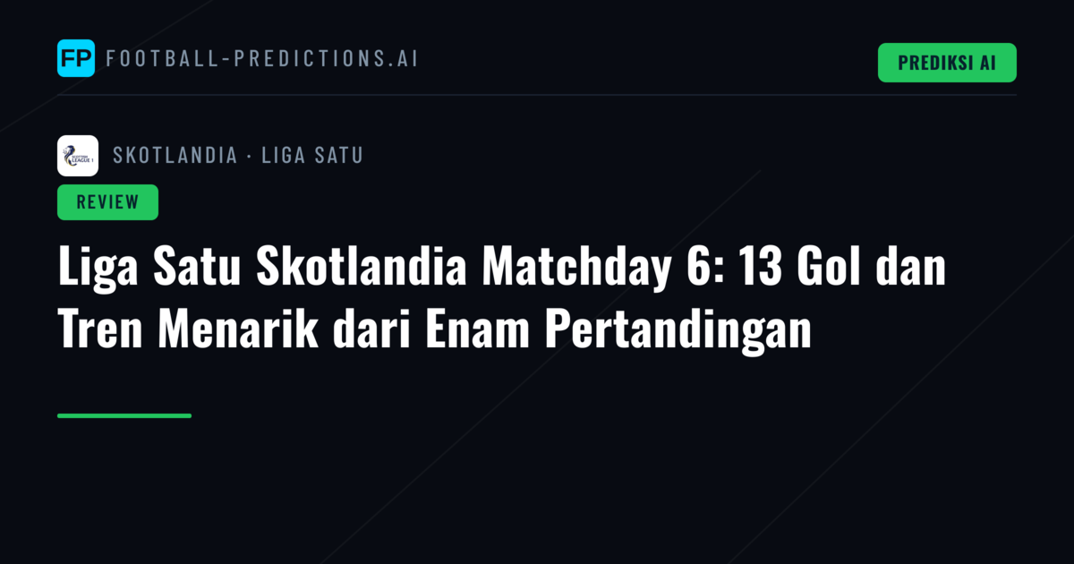 Liga Satu Skotlandia Matchday 6: 13 Gol dan Tren Menarik dari Enam Pertandingan