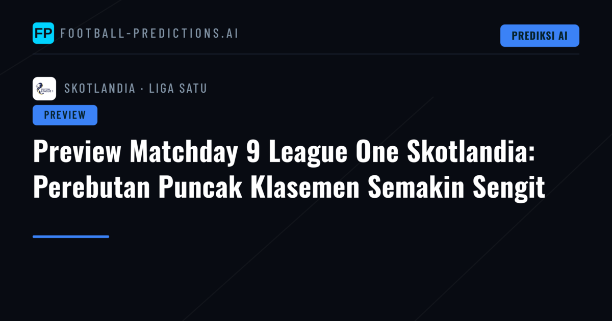 Preview Matchday 9 League One Skotlandia: Perebutan Puncak Klasemen Semakin Sengit