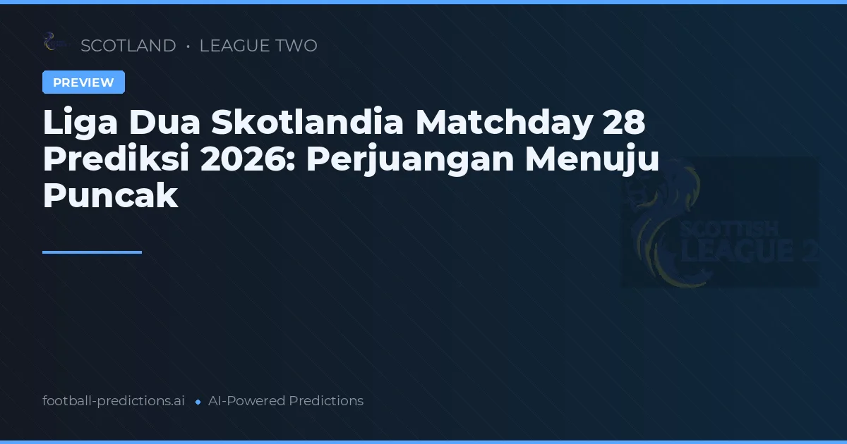 Liga Dua Skotlandia Matchday 28 Prediksi 2026: Perjuangan Menuju Puncak