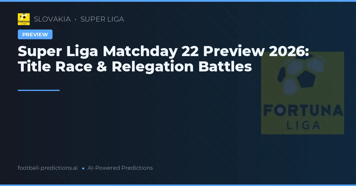 Super Liga Matchday 22 Preview 2026: Title Race & Relegation Battles