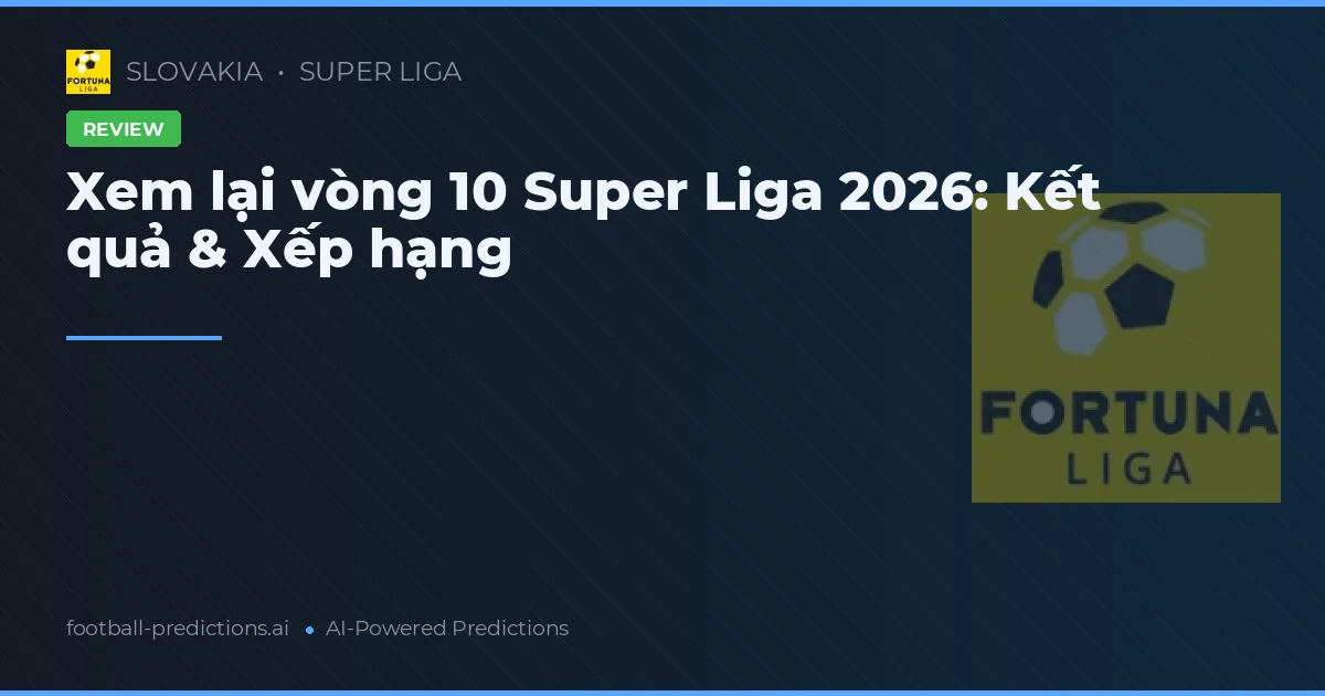 Xem lại vòng 10 Super Liga 2026: Kết quả & Xếp hạng
