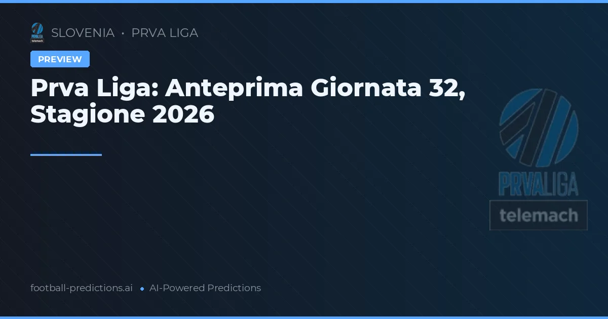 Prva Liga: Anteprima Giornata 32, Stagione 2026