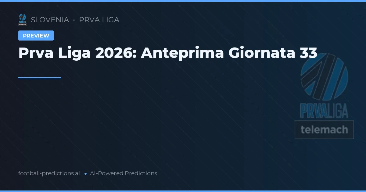 Prva Liga 2026: Anteprima Giornata 33