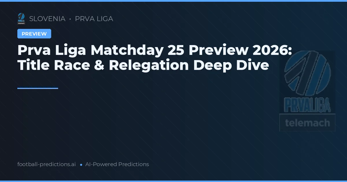 Prva Liga Matchday 25 Preview 2026: Title Race & Relegation Deep Dive